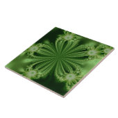 Carreau de céramique de fractale verte de fleur (Côté)