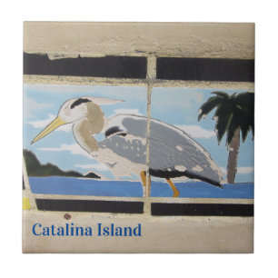 CARREAU DE CÉRAMIQUE DE L'ÎLE DE CATALINA OISEAU D