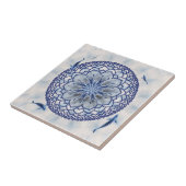 Carreau de céramique de mandala bleu de Koi Lotus (Côté)