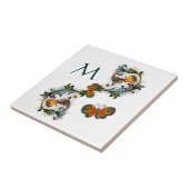 Carreau de céramique de monogramme floral (Côté)