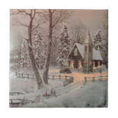 Carreau de céramique de Noël d'église vintage de (Devant)