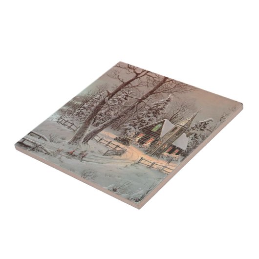 Carreau de céramique de Noël d'église vintage de (Côté)