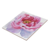 Carreau de céramique de pivoine rose d'aquarelle (Côté)
