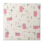 Carreau de céramique de rétro motif rose atomique<br><div class="desc">Vous serez rose chatouillé par ce carreau de céramique de rétro motif rose atomique. Les caractéristiques de conception qu'un arrière - plan crème avec de l'or tachette, rectangles roses, et noir, turquoise, et barres obliques roses. Le motif est réminiscent du style moderne de la moitié du siècle traditionnelle. Vous êtes...</div>