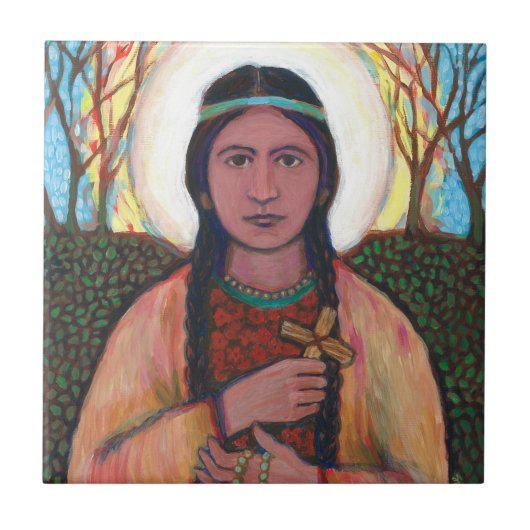 Carreau de céramique de St Kateri Tekakwitha (Devant)