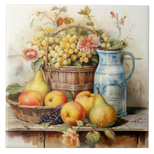 Carreau de céramique de style ancien nature morte