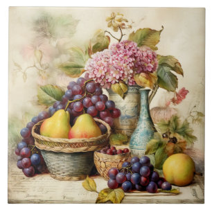 Carreau de céramique de style ancien nature morte