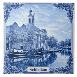 carreau de céramique de style bleu de Delft de Sch