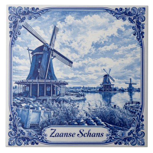 Carreau de céramique de style Delft Blue de Zaanse (Devant)