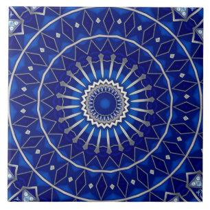 Carreau de céramique décoratif bleu