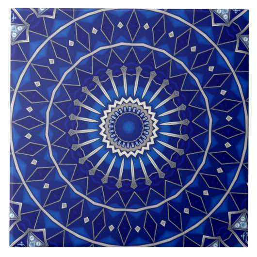 Carreau de céramique décoratif bleu (Devant)