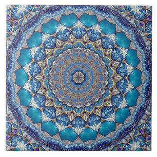 Carreau de céramique décoratif bleu