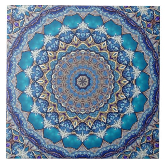 Carreau de céramique décoratif bleu (Devant)