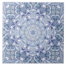 Carreau de céramique décoratif bleu