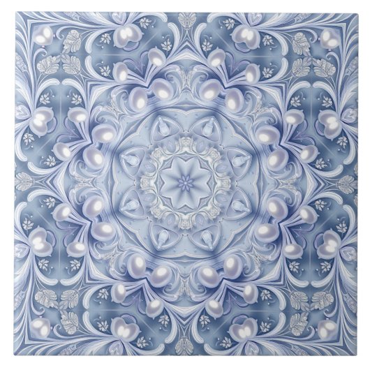 Carreau de céramique décoratif bleu (Devant)