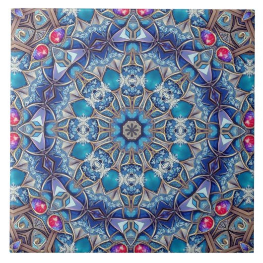 Carreau de céramique décoratif bleu (Devant)
