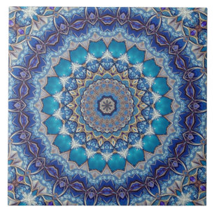 Carreau de céramique décoratif bleu