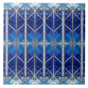 Carreau de céramique décoratif bleu