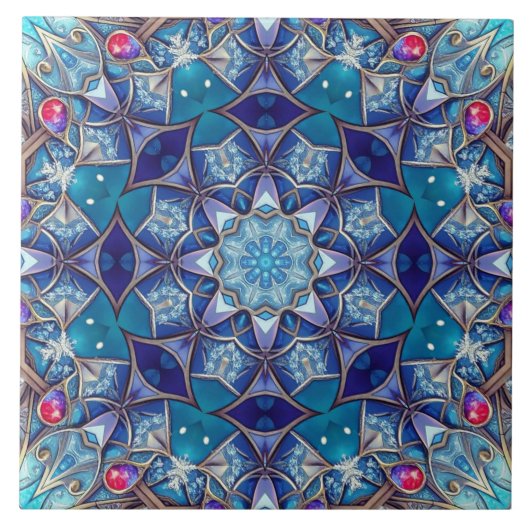 Carreau de céramique décoratif bleu (Devant)