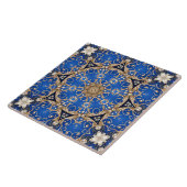 Carreau de céramique décoratif bleu or (Côté)