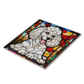 Carreau de céramique décoratif de caniche mignon (Côté)
