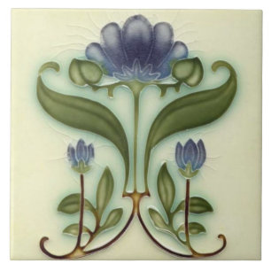 Carreau de céramique - Dessin floral Art nouveau