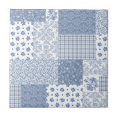 Carreau de céramique d'indigo de bleu de patchwork (Devant)