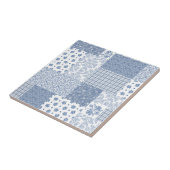 Carreau de céramique d'indigo de bleu de patchwork (Côté)