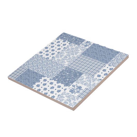 Carreau de céramique d'indigo de bleu de patchwork (Côté)