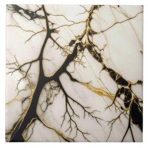 Carreau de céramique en marbre blanc avec veines n