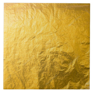 Carreau de céramique - Feuille d'or brillant