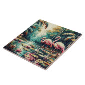 Carreau de céramique Flamant Tropical (Côté)