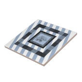 Carreau de céramique Fleur à rayure bleue (Côté)
