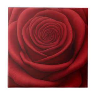 Carreau de céramique - Fleur de rose rouge