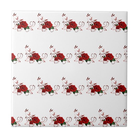 Carreau de céramique fleur rouge rose (Devant)