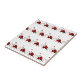 Carreau de céramique fleur rouge rose (Côté)