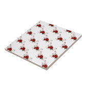 Carreau de céramique fleur rouge rose (Côté)