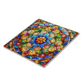 Carreau de céramique floral (Côté)