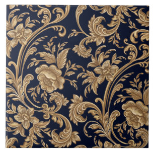 Carreau de céramique - Floral Bleu Beige
