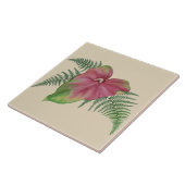 Carreau de céramique floral de fougères tropicales (Côté)