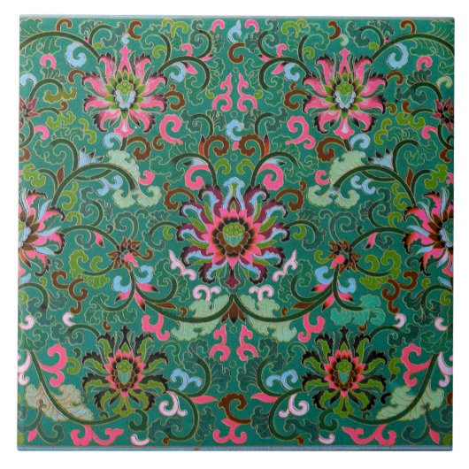 Carreau de céramique floral oriental antique (Devant)