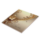 Carreau de céramique floral orné doré (Côté)