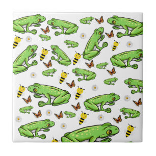 Carreau de céramique Grenouille Papillon Abeille