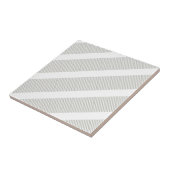 Carreau de céramique gris et blanc rayé (Côté)