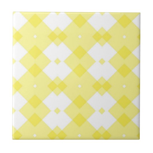 Carreau de céramique jaune et blanc à rayures carr (Devant)