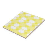 Carreau de céramique jaune et blanc à rayures carr (Côté)