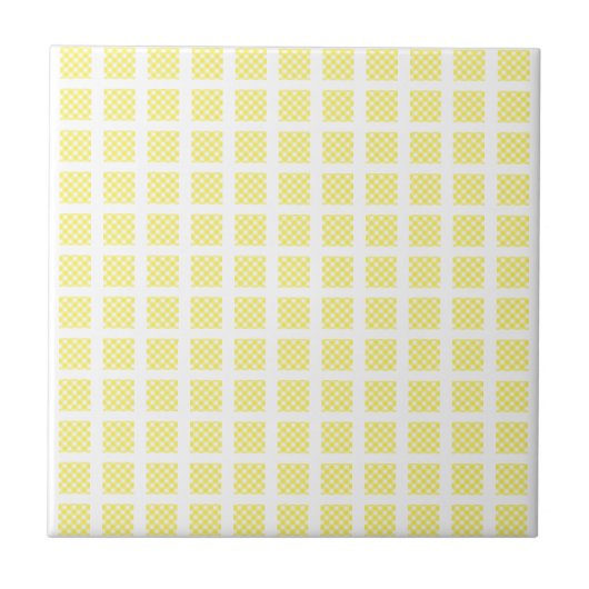 Carreau de céramique jaune et blanc à rayures carr (Devant)