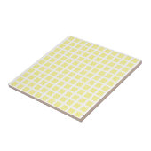 Carreau de céramique jaune et blanc à rayures carr (Côté)