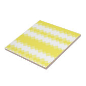Carreau de céramique jaune et blanc à rayures carr (Côté)