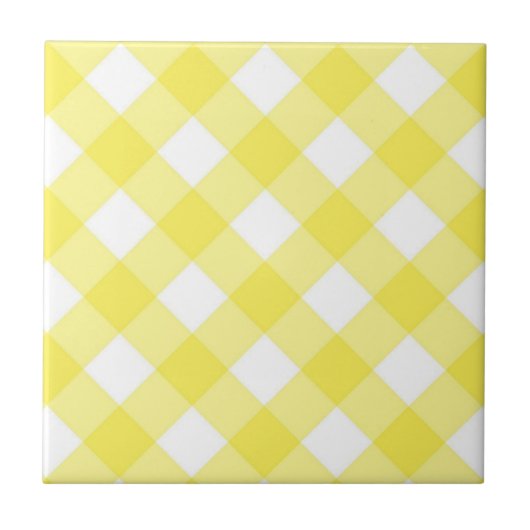 Carreau de céramique jaune et blanc à rayures carr (Devant)